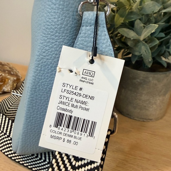 London Fog Janice Denim Blue Multi Pocket Crossbody NWT 100th Anniv - Picture 9 of 9